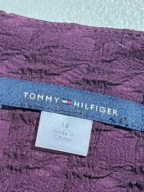 Tommy Hilfiger Women's Purple Embossed Dress 14 Shift Career Preppy Office - Picture 3 of 10
